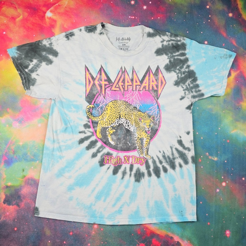 Def Leppard High N Dry Tie Dye T Shirt M/M 2021 Band‎ Rock Music